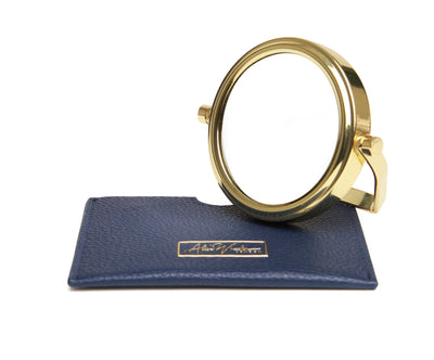 Navy Handbag 7x magnifying mirror and pouch